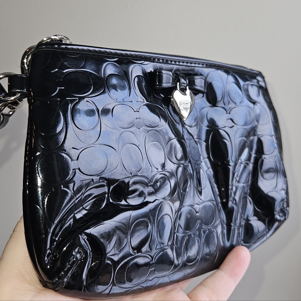 Coach Black Patent Leather Wristlet - Picture 5 of 12